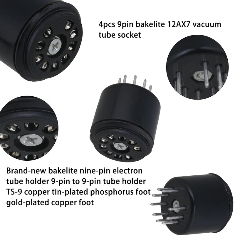 Bstinay 4pcs Black Bakelite Vacuum Tube Socket Saver Base 9 Pin Tube Testers Fits 12AX7 - Image 5